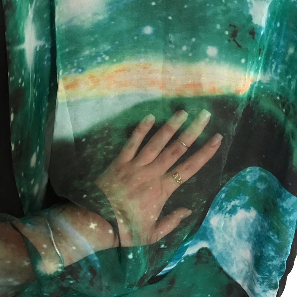 🌙Karmaloop Sheer Galaxy Print Tunic or Dress - Picture 4 of 5